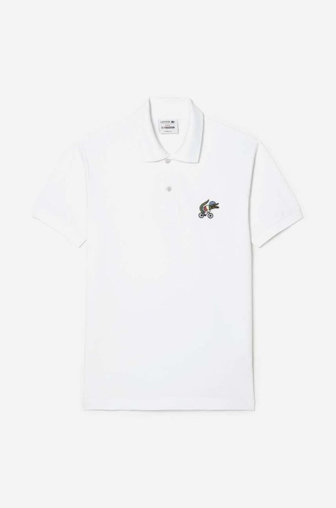 Бавовняне поло Lacoste x Netflix колір бежевий з аплікацією PH7057-VIR фото 2