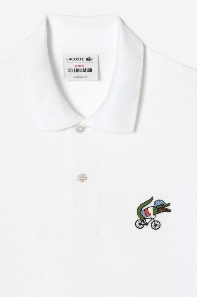 Бавовняне поло Lacoste x Netflix колір бежевий з аплікацією PH7057-VIR фото 3