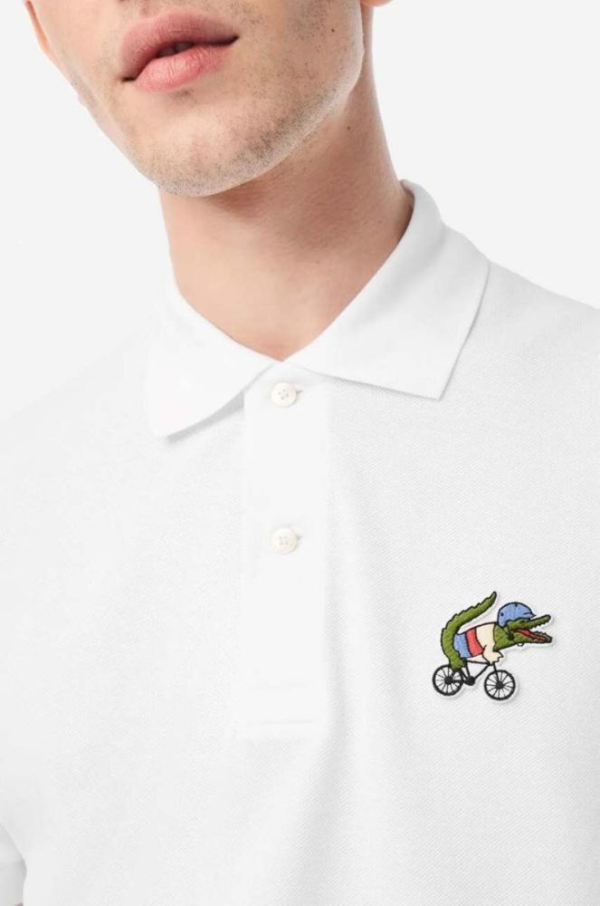 Бавовняне поло Lacoste x Netflix колір бежевий з аплікацією PH7057-VIR фото 6