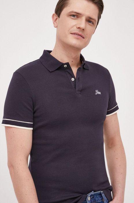 Поло Guess чоловічий колір синій однотонний (3181542)