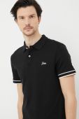 Поло Guess чоловічий колір чорний однотонний (3181547)
