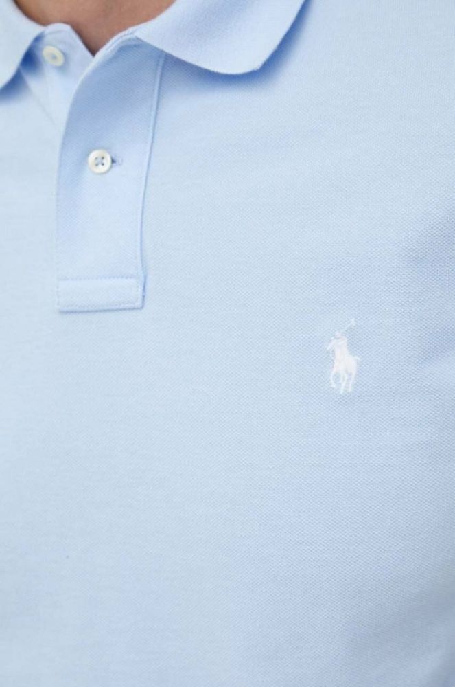 Бавовняне поло Polo Ralph Lauren колір бірюзовий однотонний фото 5