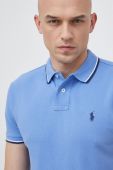 Бавовняне поло Polo Ralph Lauren однотонний колір блакитний (3009021)