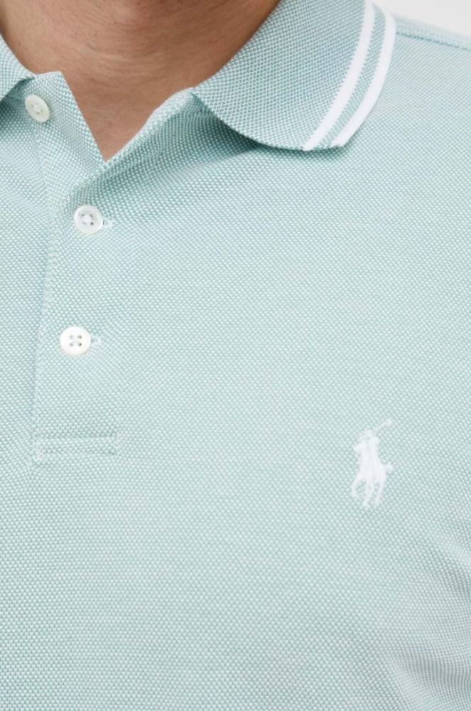 Поло Polo Ralph Lauren чоловічий колір зелений з аплікацією фото 5