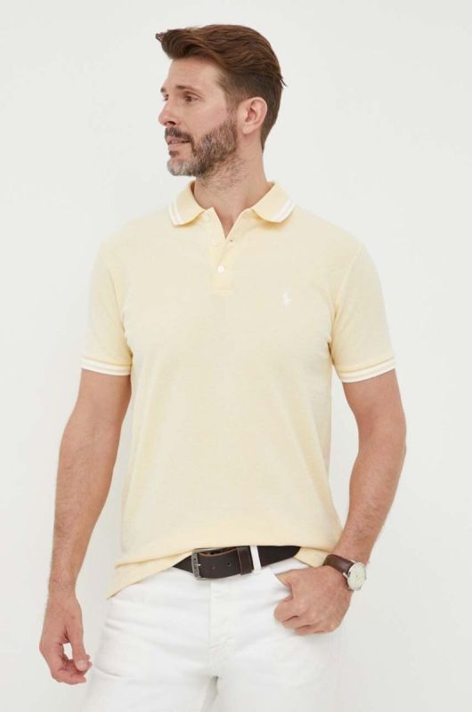 Поло Polo Ralph Lauren чоловічий колір жовтий з аплікацією фото 2