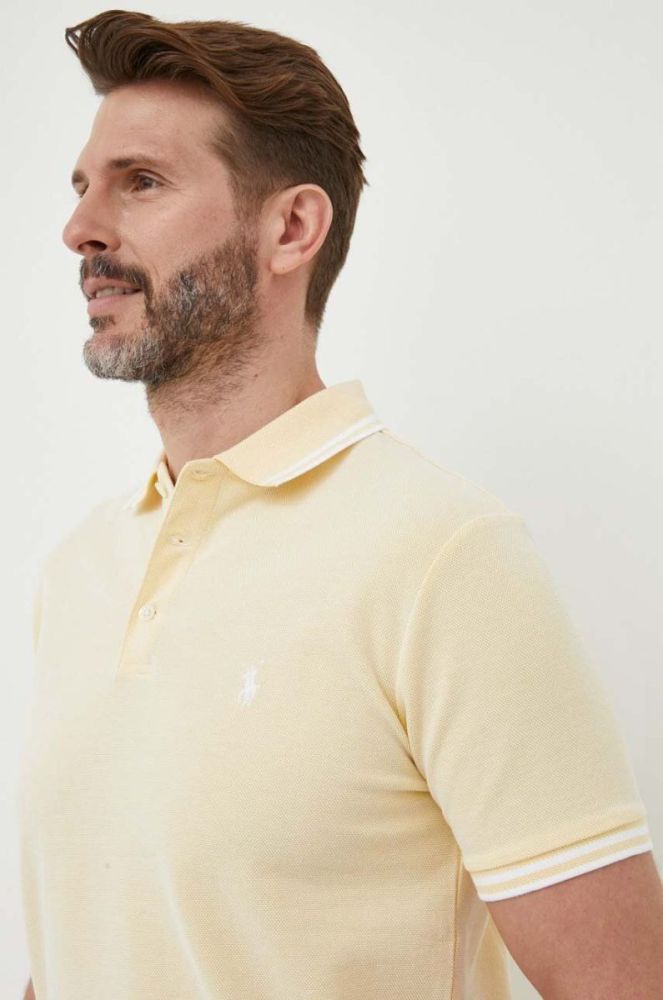 Поло Polo Ralph Lauren чоловічий колір жовтий з аплікацією фото 4
