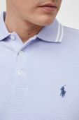Поло Polo Ralph Lauren чоловічий однотонний колір блакитний (3224789)