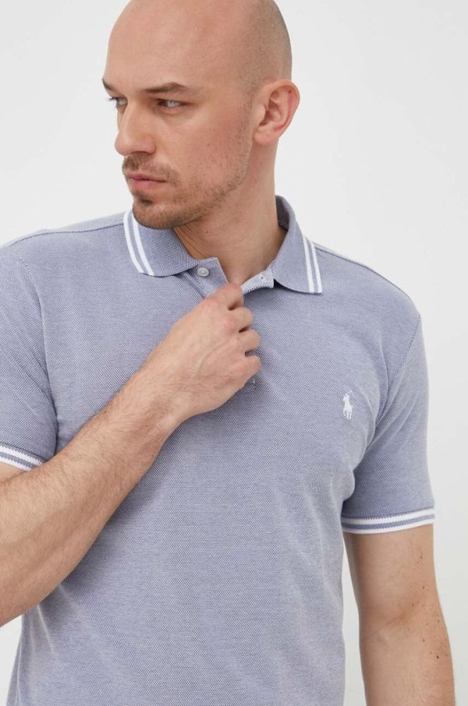 Поло Polo Ralph Lauren чоловічий однотонний колір блакитний (3224784) фото 4