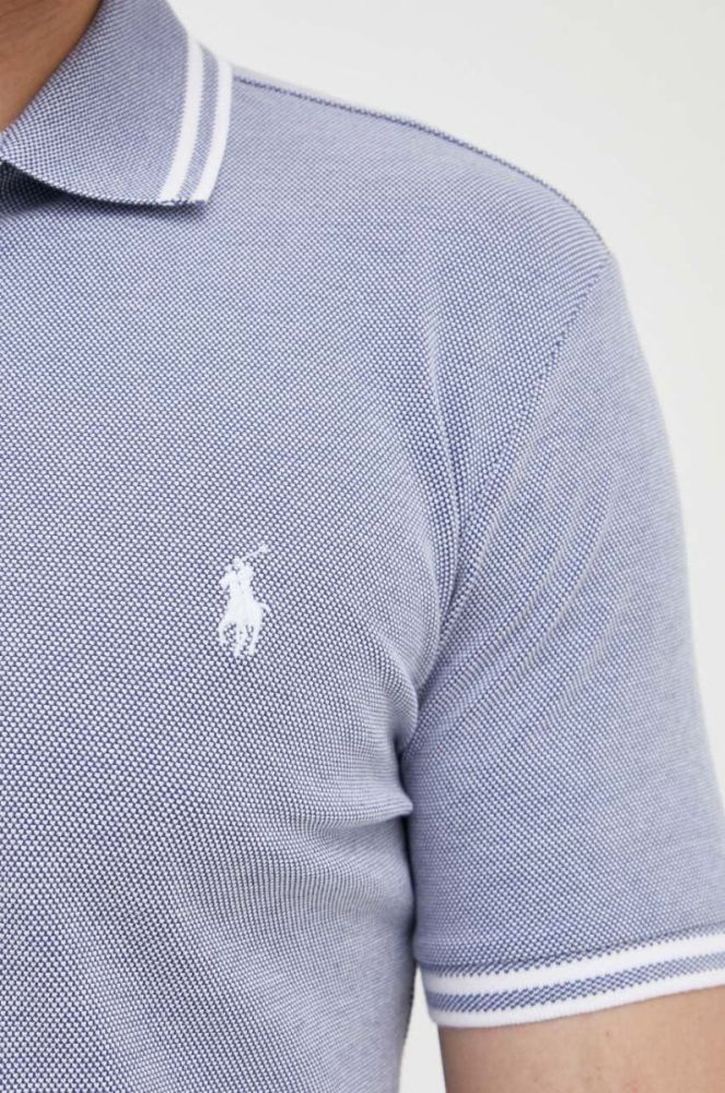 Поло Polo Ralph Lauren чоловічий однотонний колір блакитний (3224784) фото 5