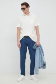 Поло з домішкою льону Polo Ralph Lauren колір бежевий однотонний