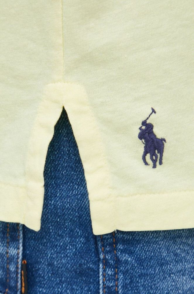 Поло з домішкою льону Polo Ralph Lauren колір жовтий однотонний фото 5