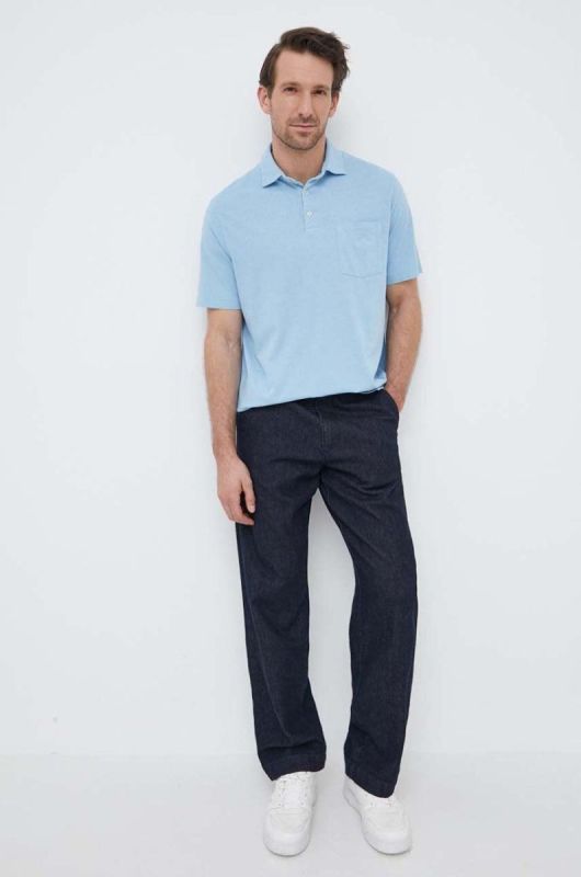 Поло з домішкою льону Polo Ralph Lauren однотонний колір блакитний (3045365) фото 2