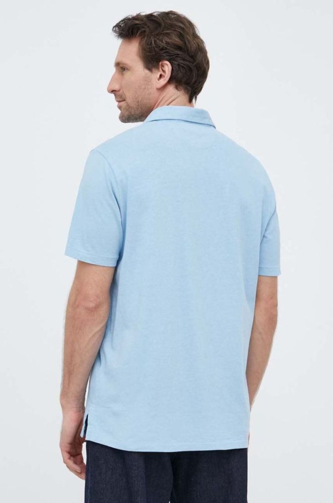 Поло з домішкою льону Polo Ralph Lauren однотонний колір блакитний (3045365) фото 3