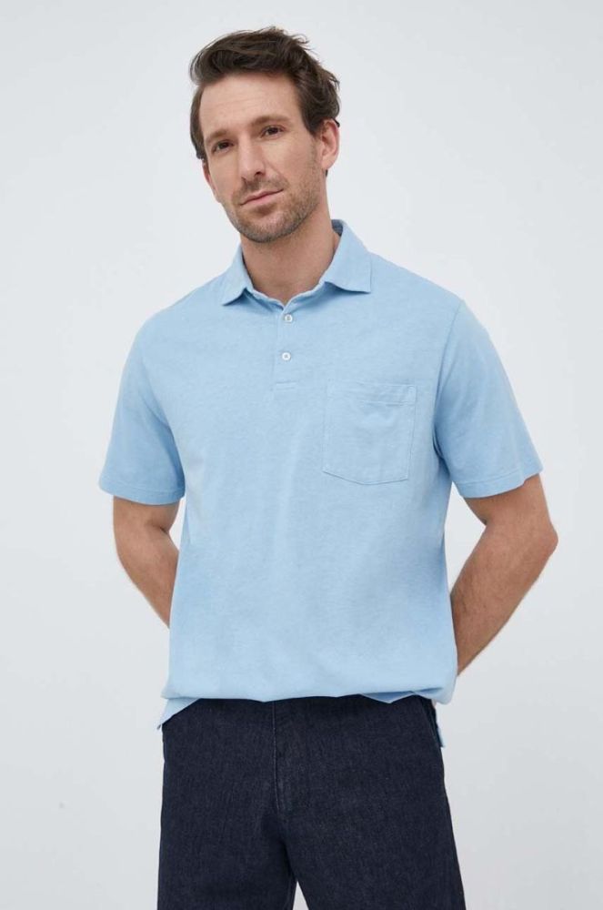 Поло з домішкою льону Polo Ralph Lauren однотонний колір блакитний (3045365) фото 4