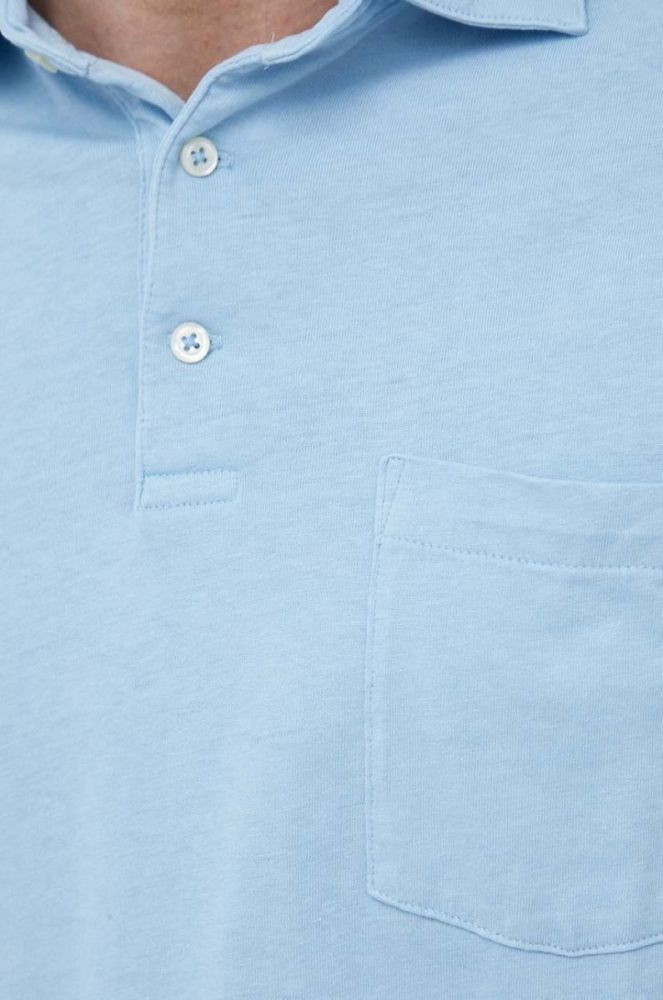Поло з домішкою льону Polo Ralph Lauren однотонний колір блакитний (3045365) фото 5