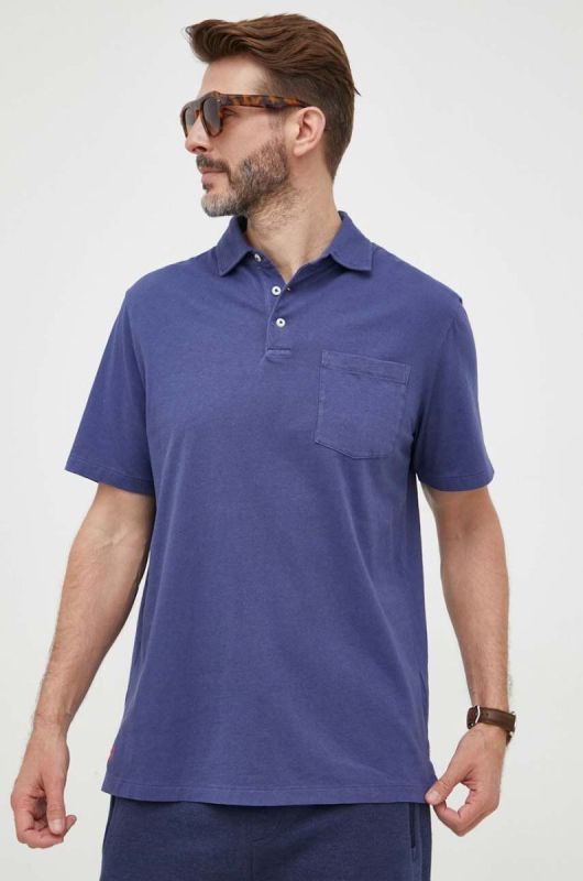 Поло з домішкою льону Polo Ralph Lauren колір синій однотонний (3256678) фото 2