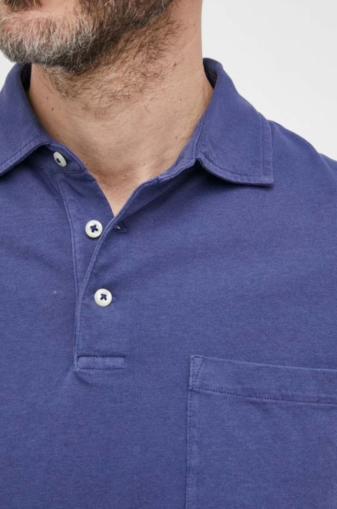 Поло з домішкою льону Polo Ralph Lauren колір синій однотонний (3256678) фото 5