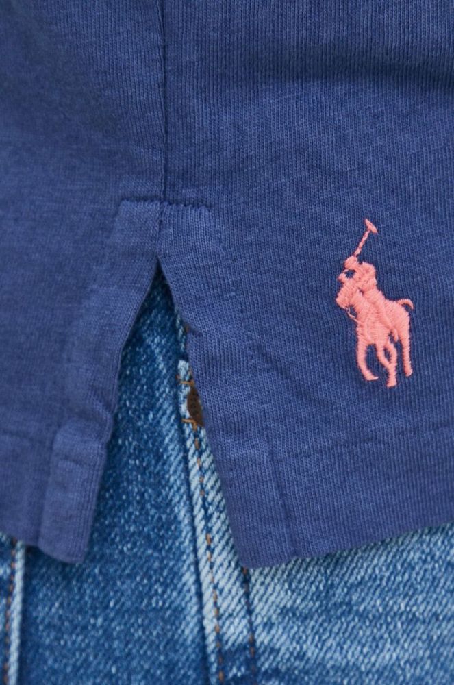 Поло з домішкою льону Polo Ralph Lauren колір синій однотонний (3045355) фото 5