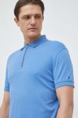 Бавовняне поло Tommy Hilfiger однотонний колір блакитний (3009049)
