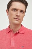 Поло Tommy Hilfiger чоловічий колір рожевий однотонний (3310981)