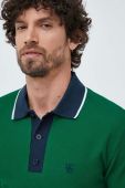 Бавовняне поло United Colors of Benetton колір зелений візерунок (3136143)