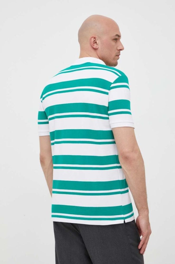 Бавовняне поло United Colors of Benetton колір зелений візерунок (3247902) фото 3