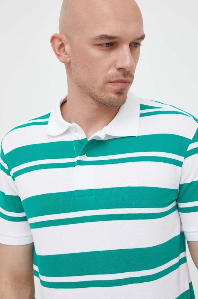 Бавовняне поло United Colors of Benetton колір зелений візерунок (3247902) фото 4