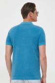 Бавовняне поло United Colors of Benetton однотонний колір блакитний (3300267)