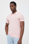Бавовняне поло United Colors of Benetton колір рожевий однотонний (3300276)