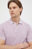 Бавовняне поло Marc O'Polo чоловічий колір фіолетовий однотонний