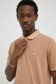 Бавовняне поло Lee колір коричневий однотонний