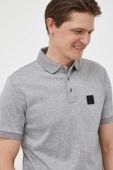 Бавовняне поло BOSS колір сірий меланж