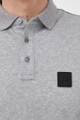 Бавовняне поло BOSS колір сірий меланж