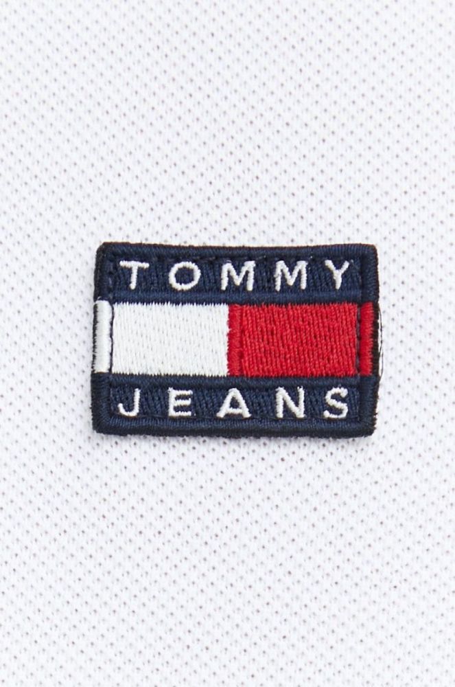 Бавовняне поло Tommy Jeans колір білий з аплікацією фото 5