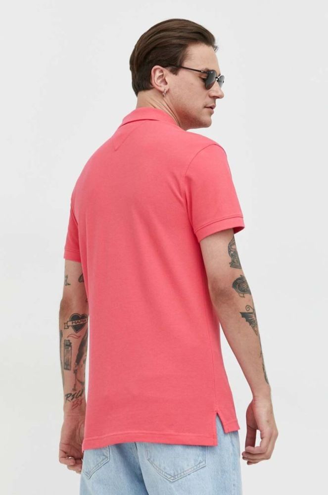 Бавовняне поло Tommy Jeans колір рожевий з аплікацією фото 3