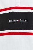 Бавовняне поло Tommy Jeans колір бежевий візерунок