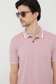 Бавовняне поло BOSS колір рожевий меланж