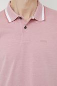 Бавовняне поло BOSS колір рожевий меланж