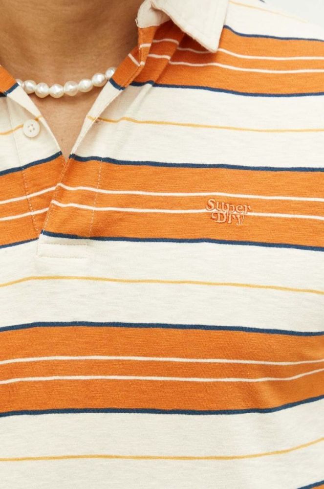 Бавовняне поло Superdry колір помаранчевий візерунок фото 5