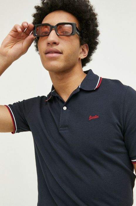 Бавовняне поло Superdry колір синій однотонний (3185311)