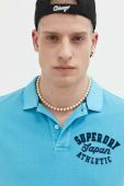 Бавовняне поло Superdry з аплікацією колір блакитний