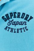 Бавовняне поло Superdry з аплікацією колір блакитний