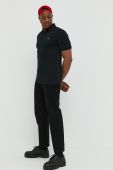 Бавовняне поло HUGO колір чорний з аплікацією (3132472)