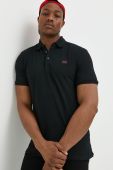 Бавовняне поло HUGO колір чорний з аплікацією (3132472)