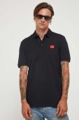 Бавовняне поло HUGO колір чорний з аплікацією (3329059)