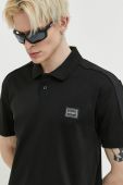 Бавовняне поло HUGO колір чорний з аплікацією (3144690)