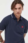 Бавовняне поло HUGO колір синій однотонний (3309159)