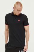 Бавовняне поло HUGO колір чорний однотонний (3309164)