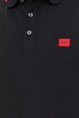 Бавовняне поло HUGO колір чорний однотонний (3309164)