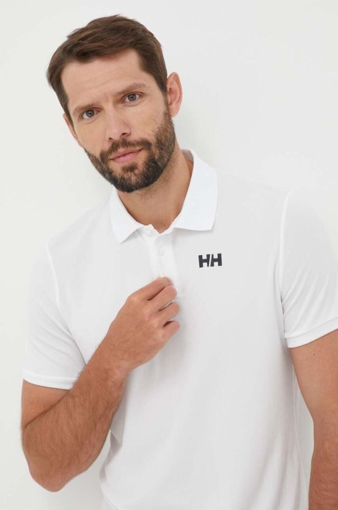 Поло Helly Hansen чоловічий колір білий з принтом фото 4
